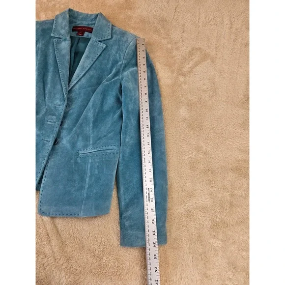 Margaret Godfrey Blue Suede‎ Button Up Blazer Women's Size 8 Classic Tailored - Picture 8 of 16